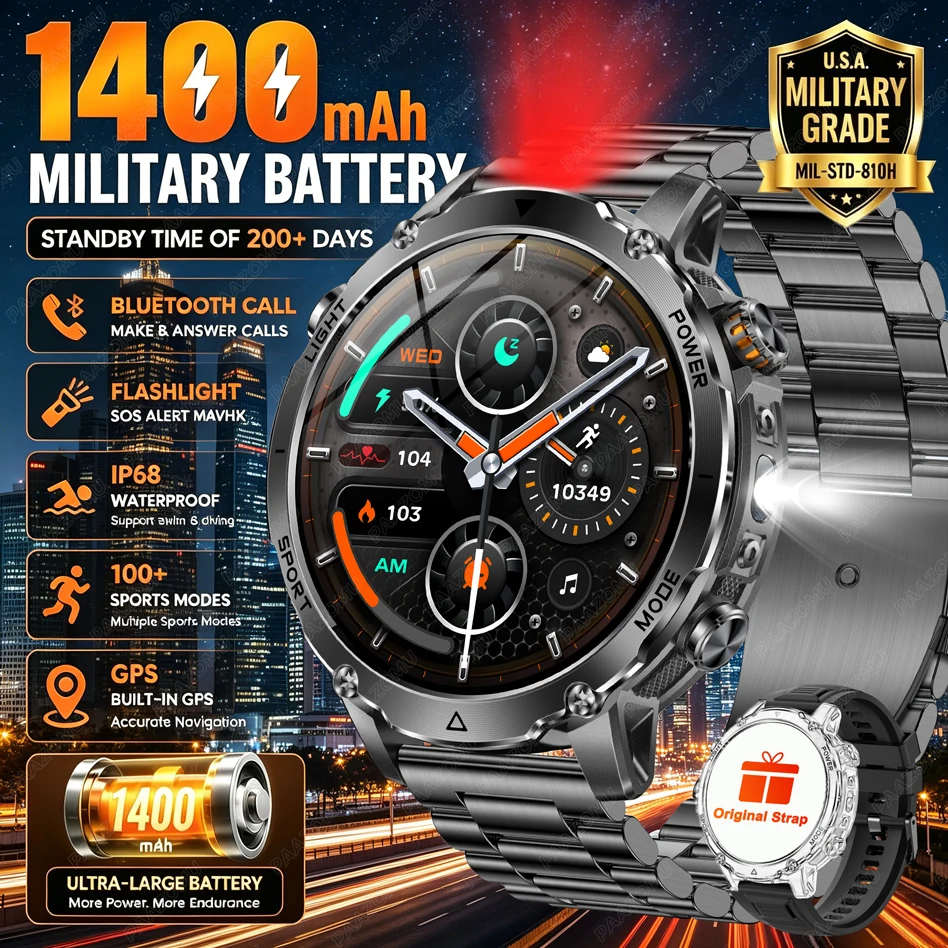 Japanese Lifestyle Brand - 브랜드+1400mAh 대용량 배터리 스마트워치 남성용 1.7인치