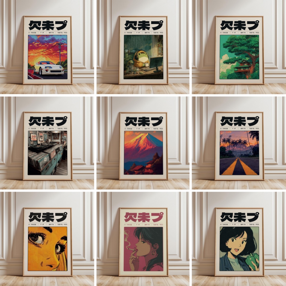 Japanese Culture Lifestyle - 레트로 도쿄 Vaporwave 팝 문화 포스터